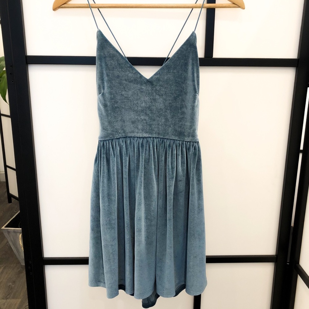 Forever 21 Blue Velvet Cami Dress